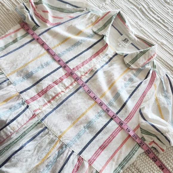 dRA Los Angeles Rainbow Striped Button Down Midi Dress 100% Cotton Size L - Picture 14 of 17